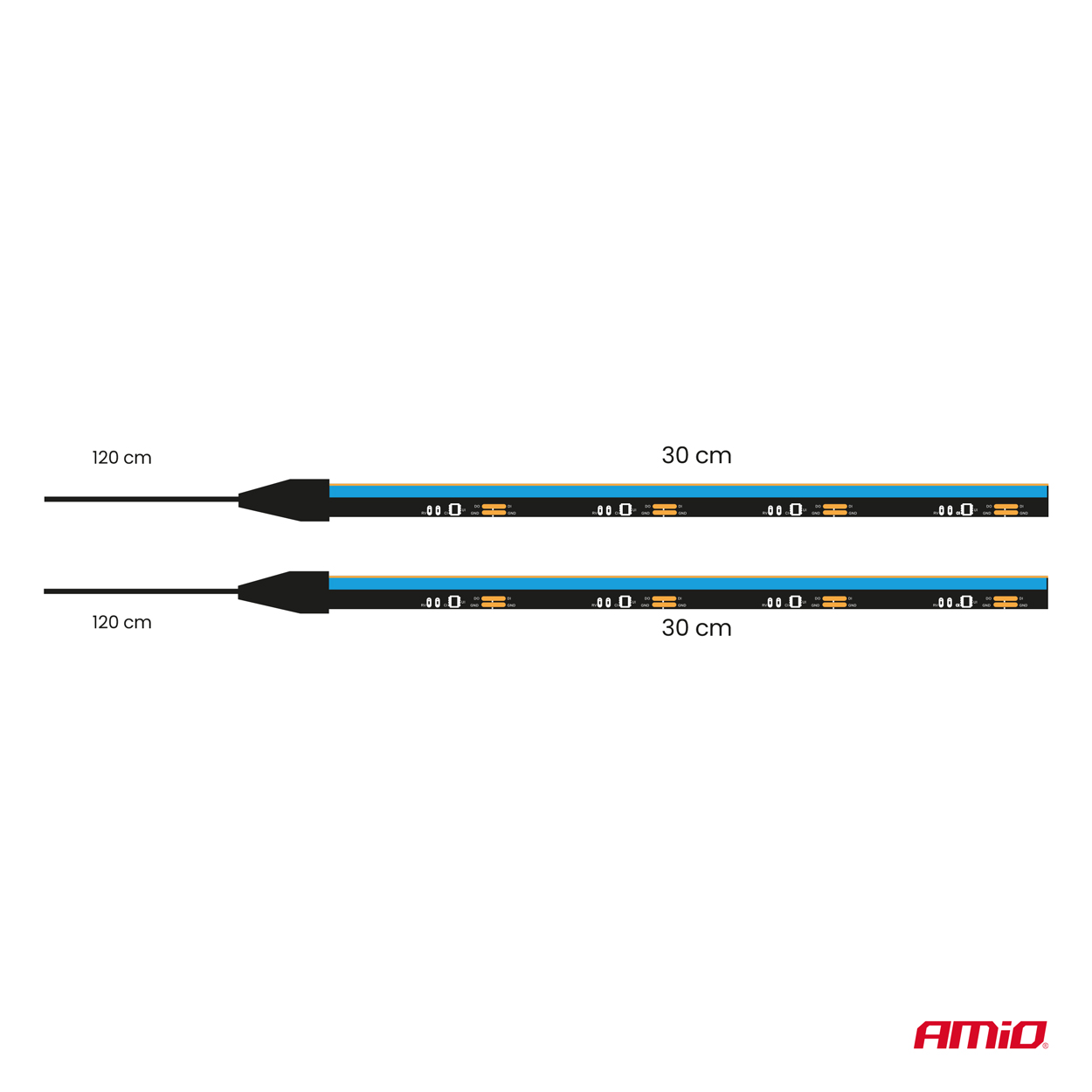 Εικόνα 8 από 9 — Amio – Ταινία LED COB 12V Μπλε 2x30cm Flexible Πλαϊνού Φωτισμού για Σήμανση & Dynamic Look – Σετ 2 Τεμ. (04578/AM)