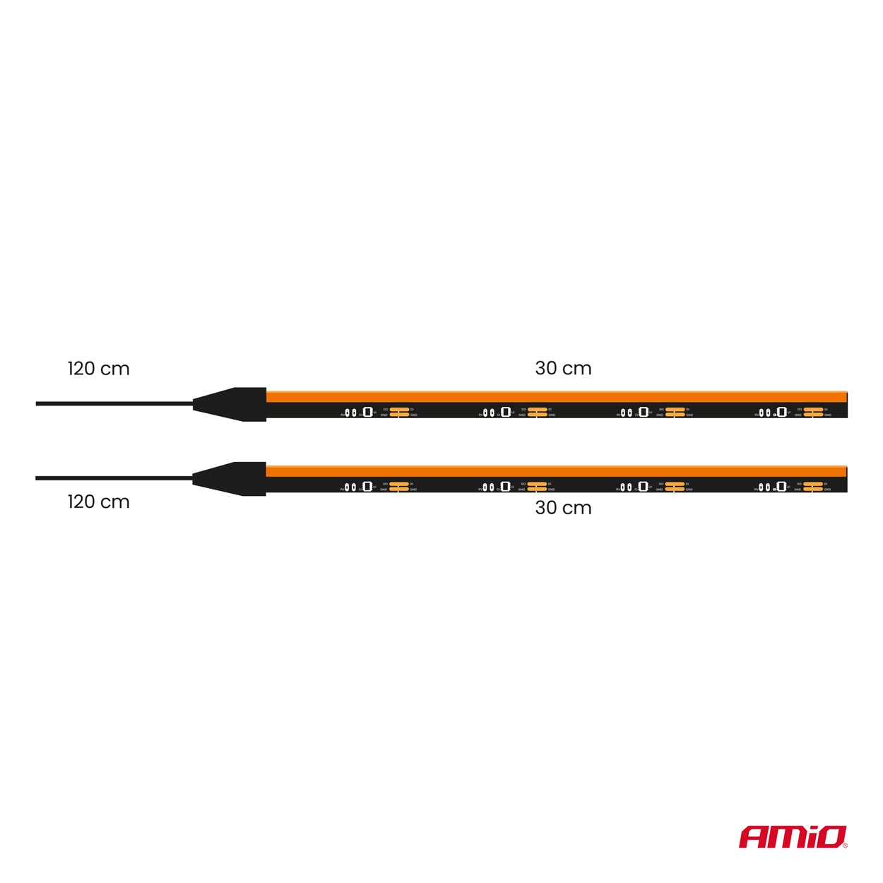 Εικόνα 8 από 9 — Amio – Ταινία LED COB 12V Πορτοκαλί 2x30cm Flexible Πλαϊνού Φωτισμού για Σήμανση & Εντυπωσιακό Φως – Σετ 2 Τεμ. (04574/AM)