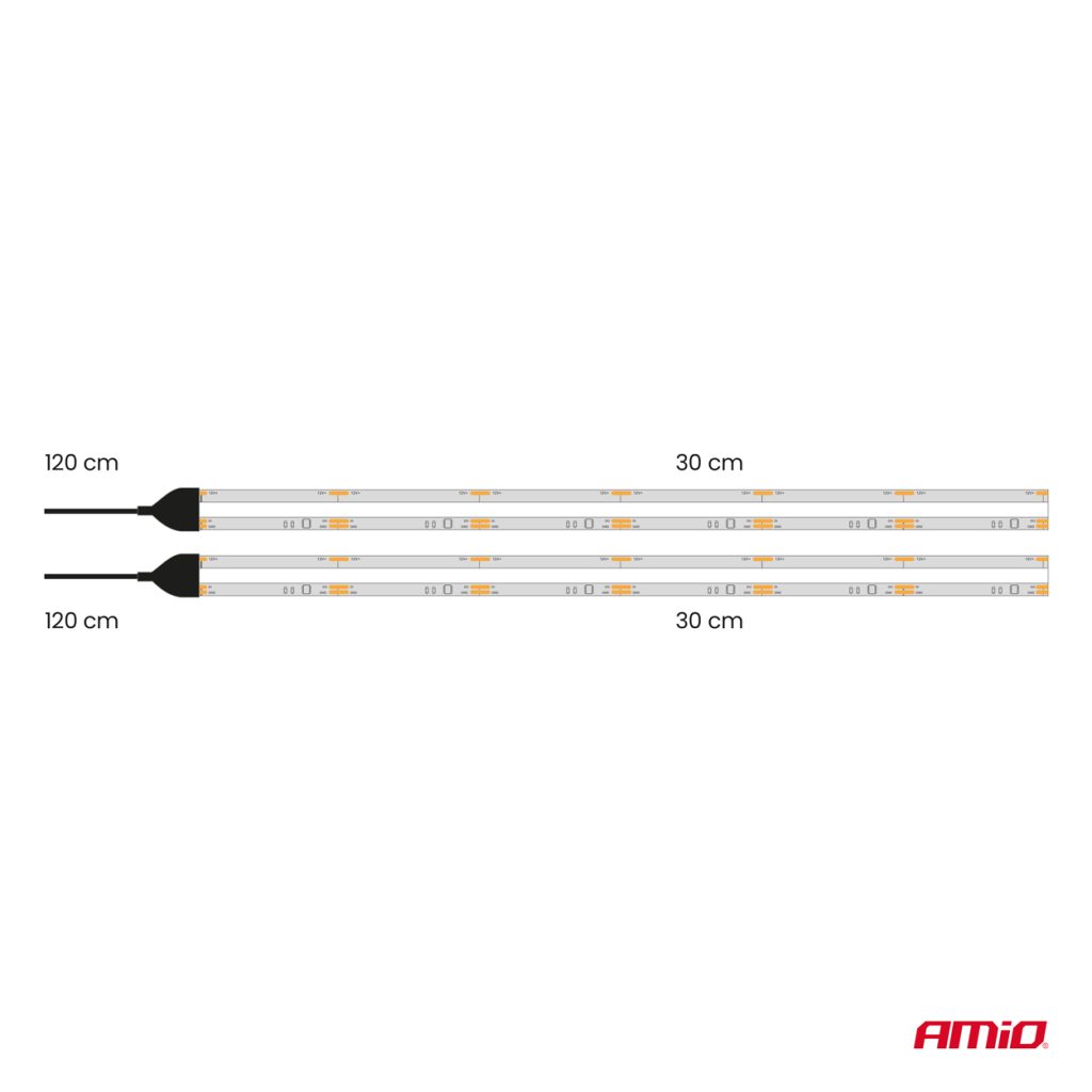 Εικόνα 9 από 10 — Amio – Ταινία LED COB 12V Λευκή 2x30cm Flexible για Ισχυρό Εσωτερικό Φωτισμό & Easy Install – Σετ 2 Τεμ. (04569/AM)