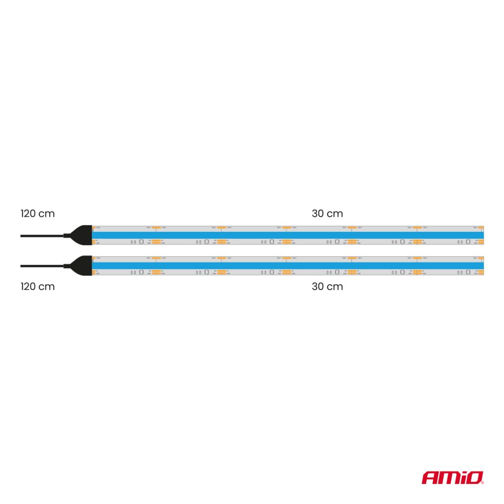 Εικόνα 9 από 10 — Amio – Ταινία LED COB 12V Μπλε 2x30cm Flexible για Εντυπωσιακό Εσωτερικό Φωτισμό & Easy Install – Σετ 2 Τεμ. (04571/AM)