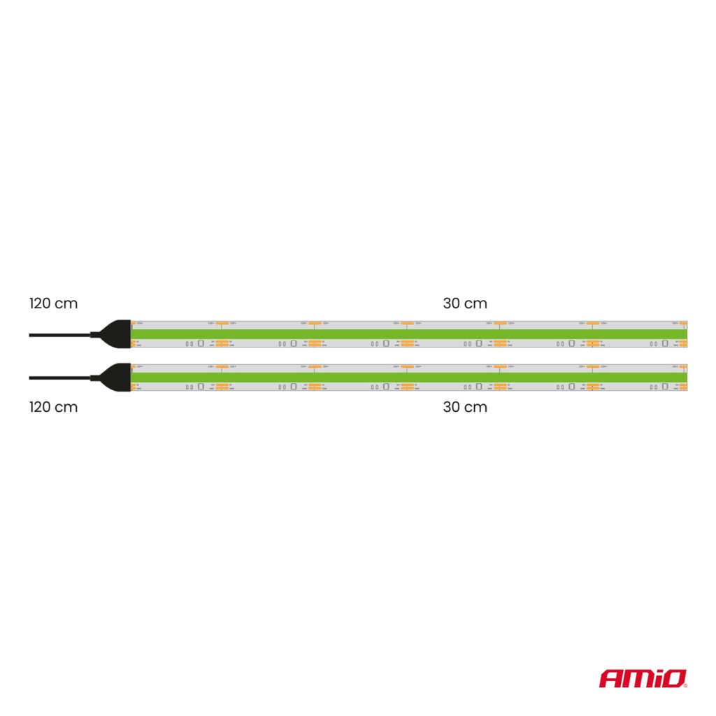Εικόνα 9 από 10 — Amio – Ταινία LED COB 12V Πράσινη 2x30cm Flexible για Εντυπωσιακό Εσωτερικό Φωτισμό & Easy Install – Σετ 2 Τεμ. (04573/AM)