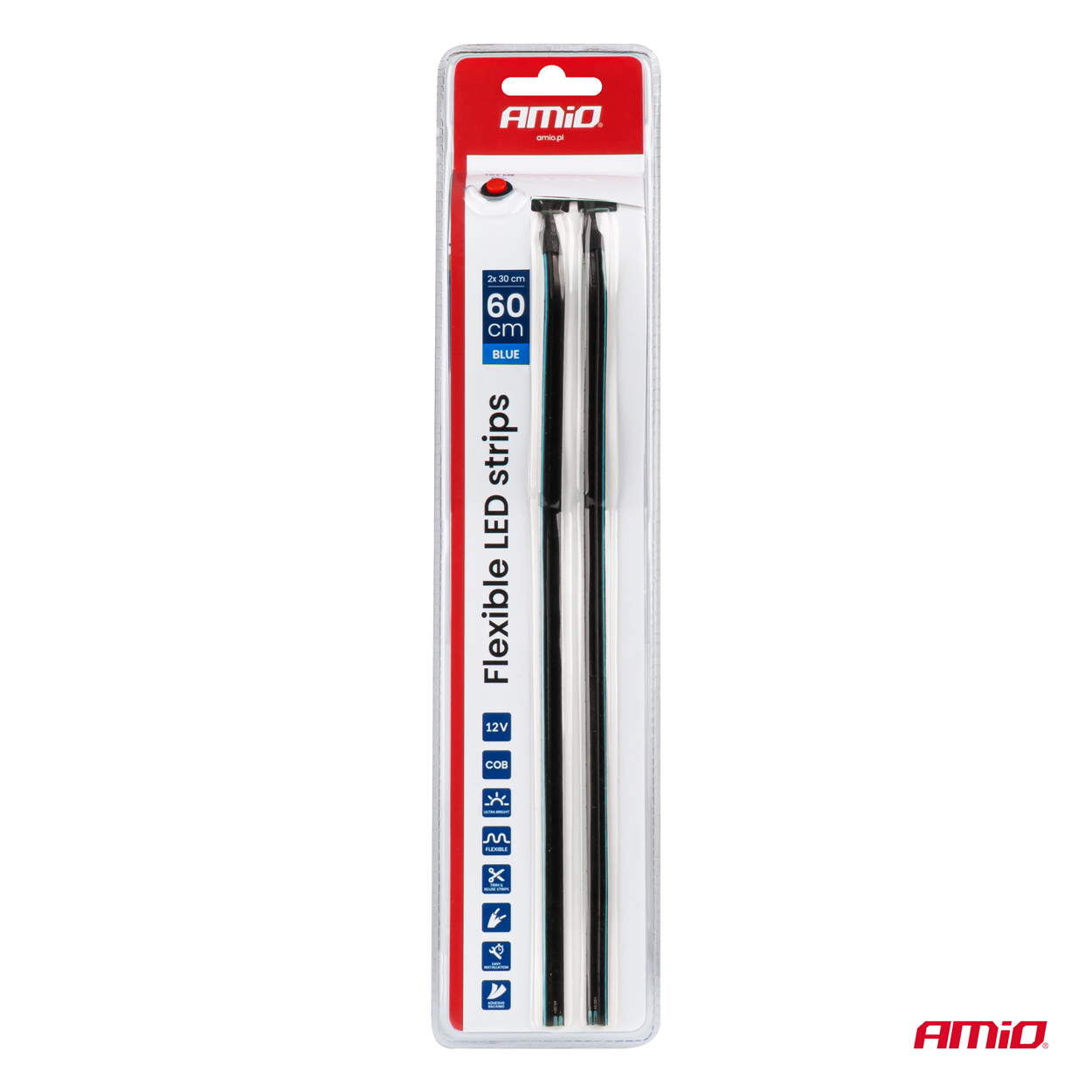 Εικόνα 9 από 9 — Amio – Ταινία LED COB 12V Μπλε 2x30cm Flexible Πλαϊνού Φωτισμού για Σήμανση & Dynamic Look – Σετ 2 Τεμ. (04578/AM)