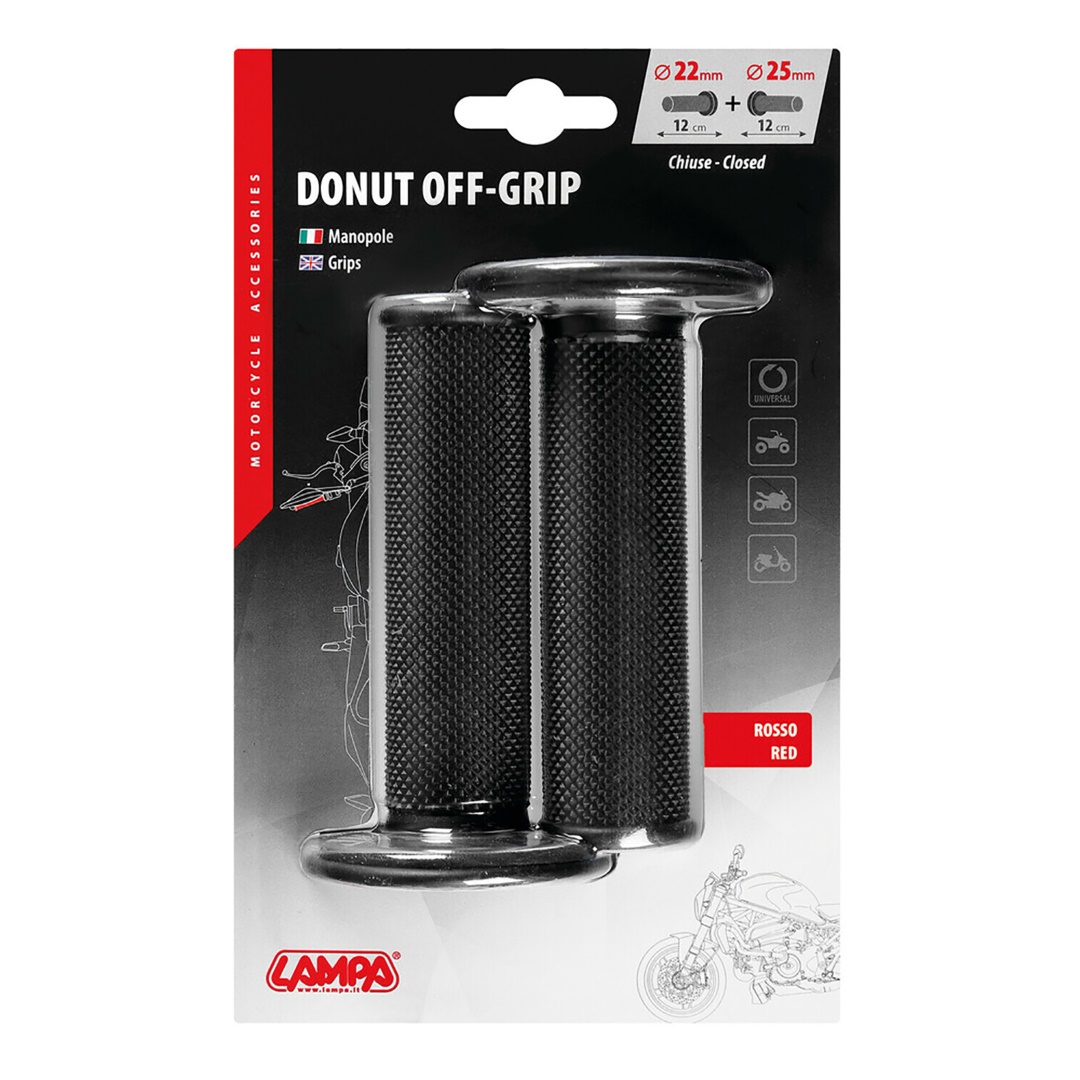 Εικόνα 3 από 3 — ΧΕΡΟΥΛΙΑ MOTO DONUT OFF-ROAD ΜΑΥΡΑ/ΚΟΚΚΙΝΑ 22MM+25MM 12CM 2ΤΕΜ