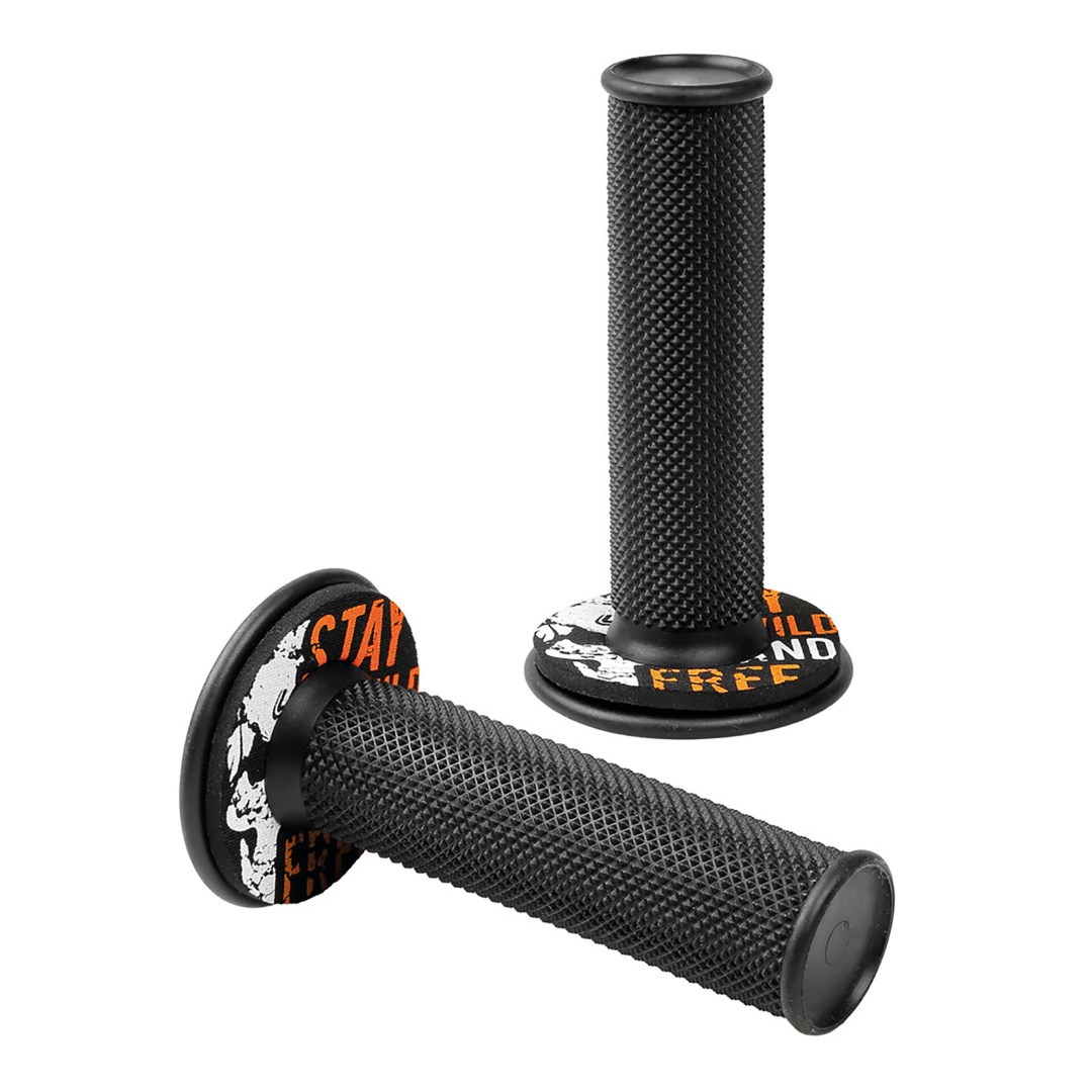 Εικόνα 1 από 3 — ΧΕΡΟΥΛΙΑ MOTO DONUT OFF-ROAD ΜΑΥΡΑ/ΠΟΡΤΟΚΑΛΙ 22MM+25MM 12CM 2ΤΕΜ