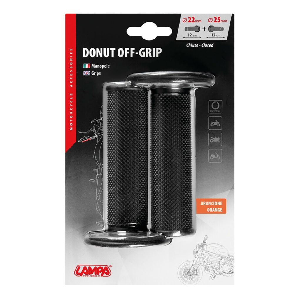 Εικόνα 3 από 3 — ΧΕΡΟΥΛΙΑ MOTO DONUT OFF-ROAD ΜΑΥΡΑ/ΠΟΡΤΟΚΑΛΙ 22MM+25MM 12CM 2ΤΕΜ