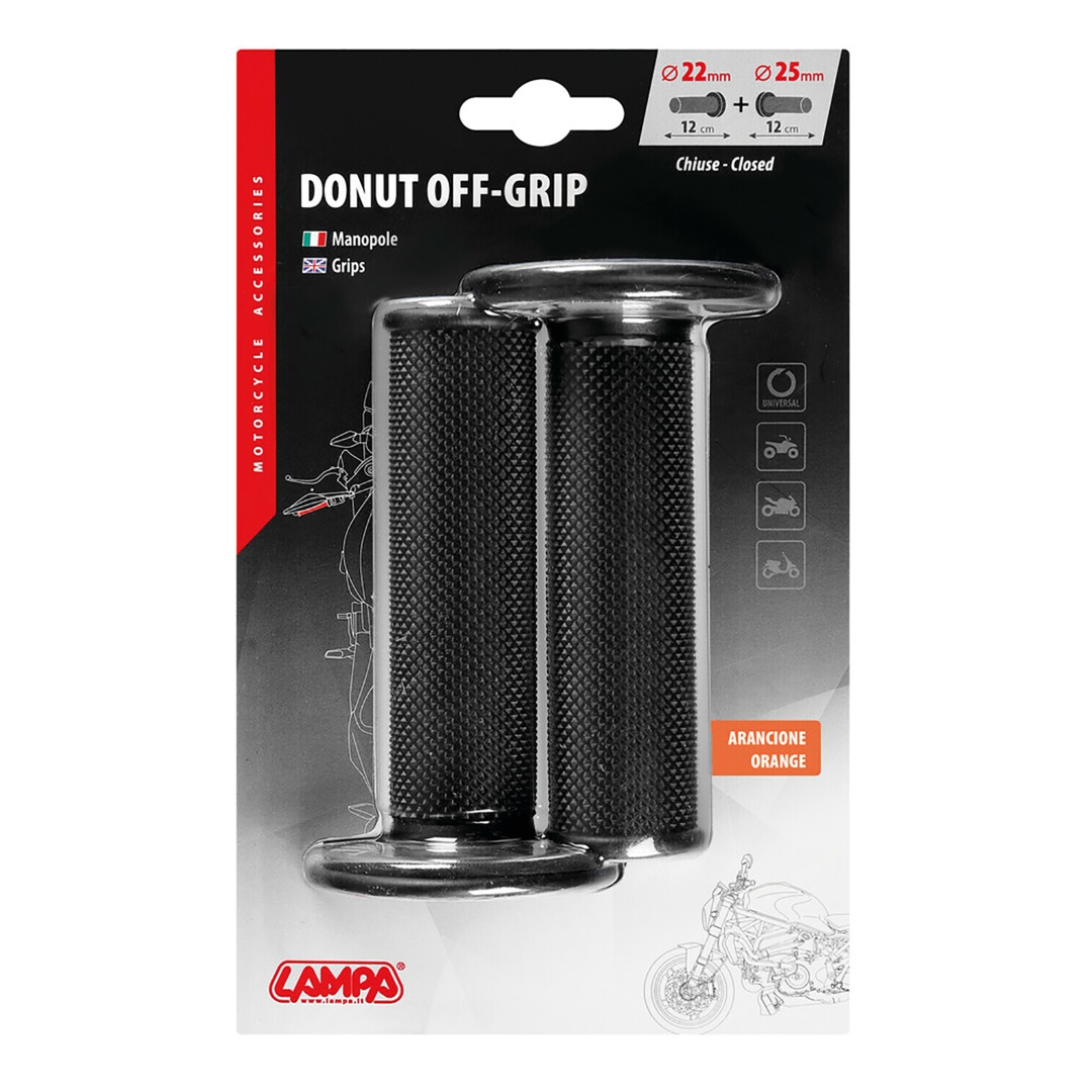 Εικόνα 3 από 3 — ΧΕΡΟΥΛΙΑ MOTO DONUT OFF-ROAD ΜΑΥΡΑ/ΠΟΡΤΟΚΑΛΙ 22MM+25MM 12CM 2ΤΕΜ