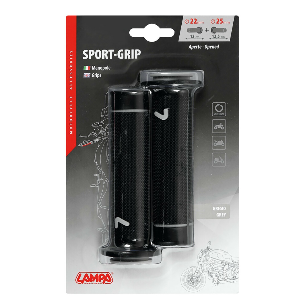Εικόνα 2 από 2 — ΧΕΙΡΟΛΑΒΕΣ ΤΙΜΟΝΙΟΥ ΜΗΧΑΝΗΣ SPORT-GRIP ΜΑΥΡΟ/ΓΚΡΙ (22 mm-12cm/25mm-12,5cm) LAMPA – 2 ΤΕΜ.