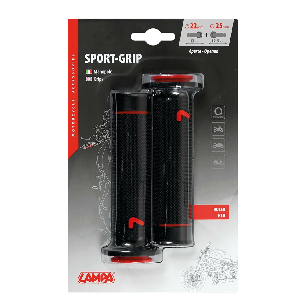 Εικόνα 2 από 2 — ΧΕΙΡΟΛΑΒΕΣ ΤΙΜΟΝΙΟΥ ΜΗΧΑΝΗΣ SPORT-GRIP ΜΑΥΡΟ/ΚΟΚΚΙΝΟ (22 mm-12cm/25mm-12,5cm) LAMPA – 2 ΤΕΜ.