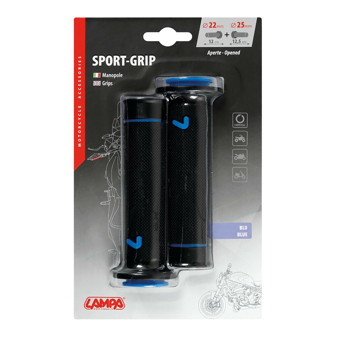 Εικόνα 2 από 2 — ΧΕΙΡΟΛΑΒΕΣ ΤΙΜΟΝΙΟΥ ΜΗΧΑΝΗΣ SPORT-GRIP ΜΑΥΡΟ/ΜΠΛΕ (22 mm-12cm/25mm-12,5cm) LAMPA – 2 ΤΕΜ.