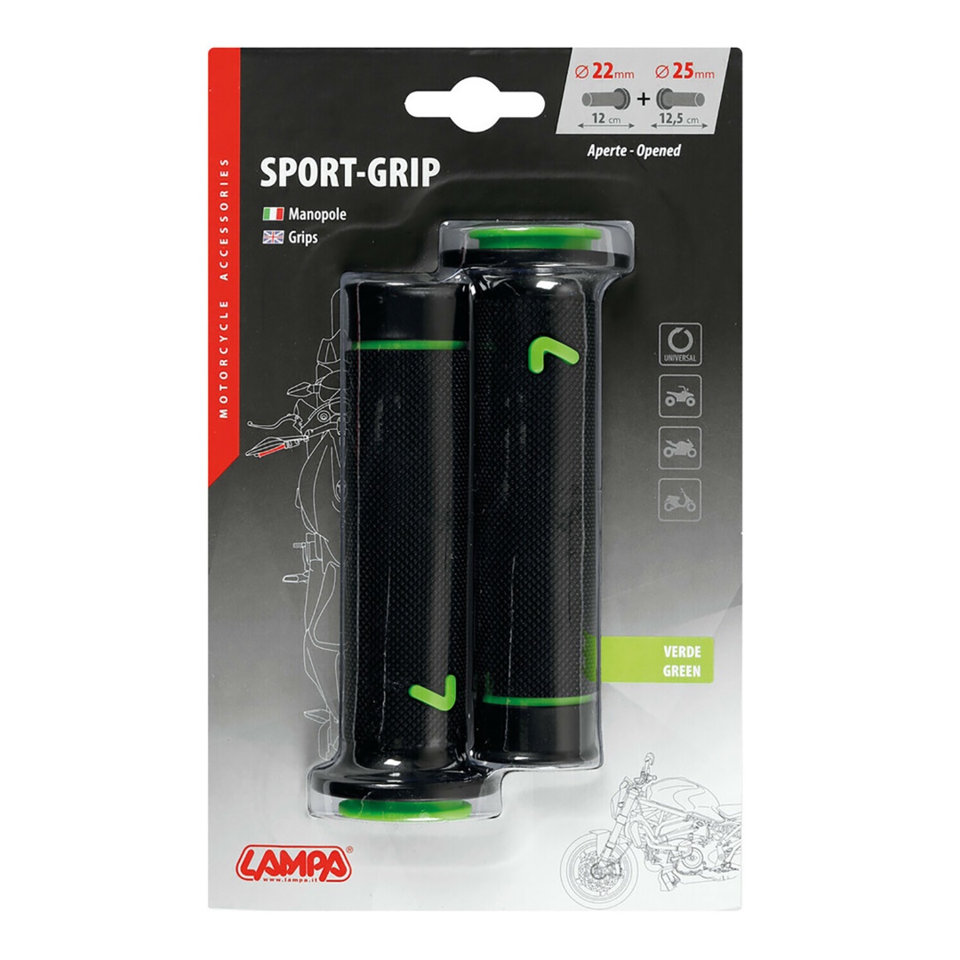 Εικόνα 2 από 2 — ΧΕΙΡΟΛΑΒΕΣ ΤΙΜΟΝΙΟΥ ΜΗΧΑΝΗΣ SPORT-GRIP ΜΑΥΡΟ/ΠΡΑΣΙΝΟ (22 mm-12cm/25mm-12,5cm) LAMPA – 2 ΤΕΜ.