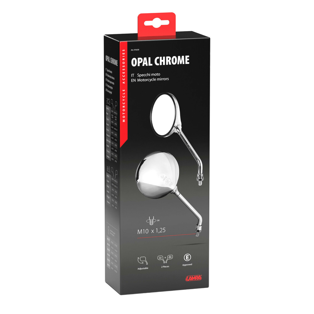Εικόνα 5 από 5 — Lampa – Καθρέπτες Moto Opal Chrome Στρογγυλοί M10x1,25 DX Χρώμα Χρώμιο, ανανεώστε την κλασική αισθητική και εξασφαλίστε καθαρή ορατότητα σε κάθε διαδρομή – 2 τεμ. (9163.0-LM)