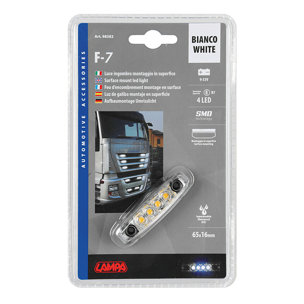 Εικόνα 5 από 5 — ΦΩΣ ΟΓΚΟΥ ΦΟΡΤΗΓΟΥ 9-33V 4LED 16x65mm ΛΕΥΚΟ ΑΔΙΑΒΡΟΧΟ LAMPA – 1ΤΕΜ.