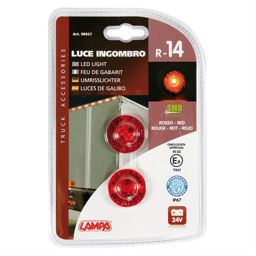 Εικόνα 4 από 8 — Φώτα Ογκου Φορτηγού 24V 1 Led 2τεμ Κόκκινα R-14