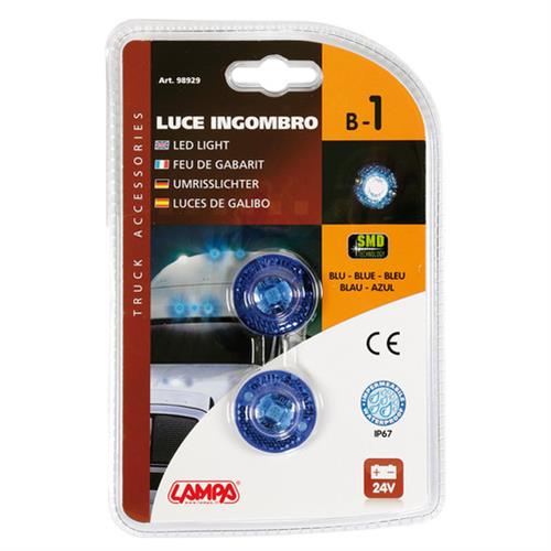Εικόνα 3 από 7 — Φώτα Ογκου Φορτηγού 24V 1 Led 2τεμ Μπλε B-1