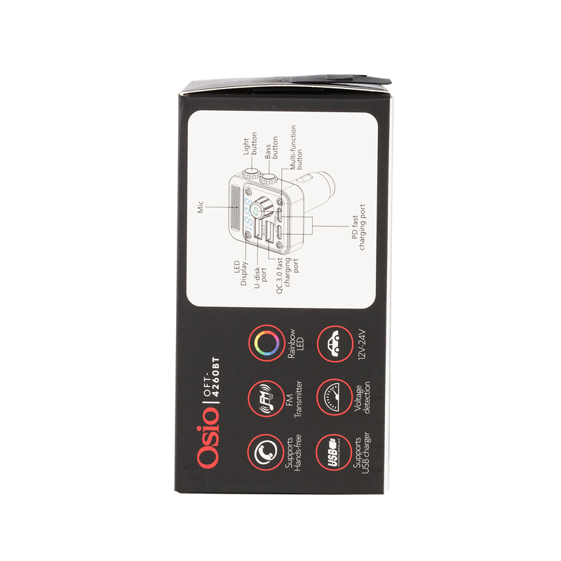 Εικόνα 8 από 9 — FM TRANSMITTER ΑΝΑΠΤΗΡΑ 12V ΜΕ BLUETOOTH OFT-4260BT ΦΟΡΤΙΣΤΗ USB TYPE-A + USB TYPE-C OSIO