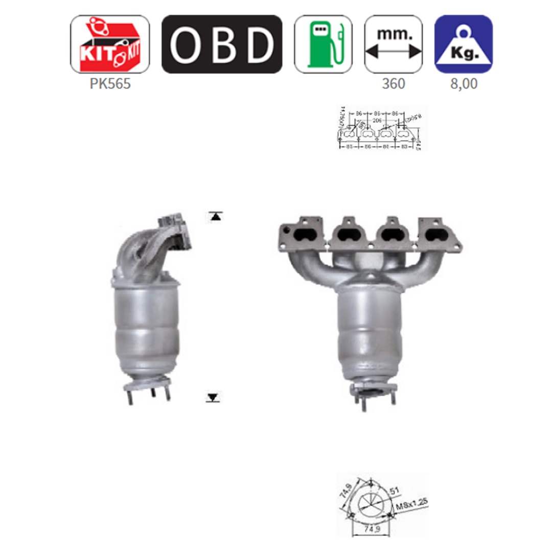 Εικόνα 1 από 1 — ΚΑΤΑΛΥΤΗΣ ΒΕΝΖΙΝΗΣ OPEL ASTRA G 1.6 2000-2004 / CORSA C 1.4 / MERIVA 1.6 2003+ / VECTRA 1.6 1999-2002 /ZAFIRA 1.6 1999+