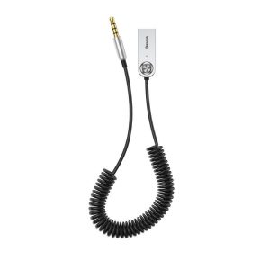 Amio - ΑΝΤΑΠΤΟΡΑΣ AUDIO BLUETOOTH 5.0 ΑΠΟ USB ΣΕ AUX ΜΑΥΡΟ ΣΠΙΡΑΛ - 1 τεμ. (BAS29048/AM)