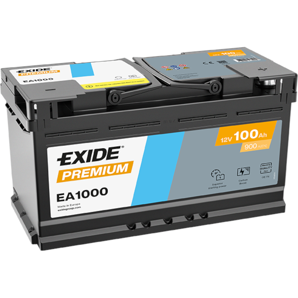 Εικόνα 1 από 1 — Μπαταρία αυτοκινήτου Exide Premium EA1000 12V 100Ah