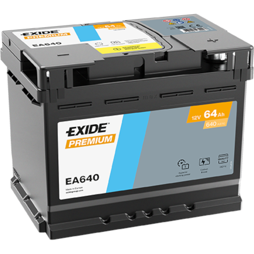 Εικόνα 1 από 1 — Μπαταρία αυτοκινήτου Exide Premium EA640 12V 64Ah