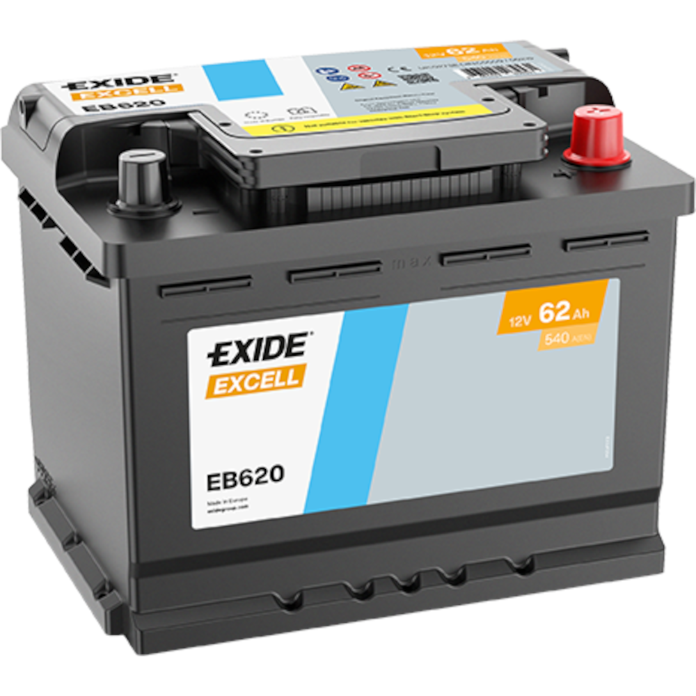 Εικόνα 1 από 1 — Μπαταρία αυτοκινήτου Exide Excell EB620 12V 62Ah