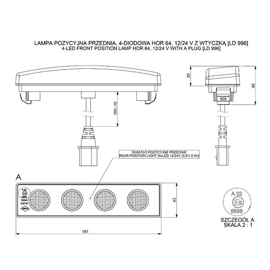 Εικόνα 2 από 3 — DRL HOR64 12/24V ΠΡΟΣΘΕΤΟ DAYTIME ΔΙΕΘΝΗ ΜΕ 4LED 0,5W 181x48mm ΜΑΥΡΟ ΜΕ ΦΙΣ 1ΤΕΜ
