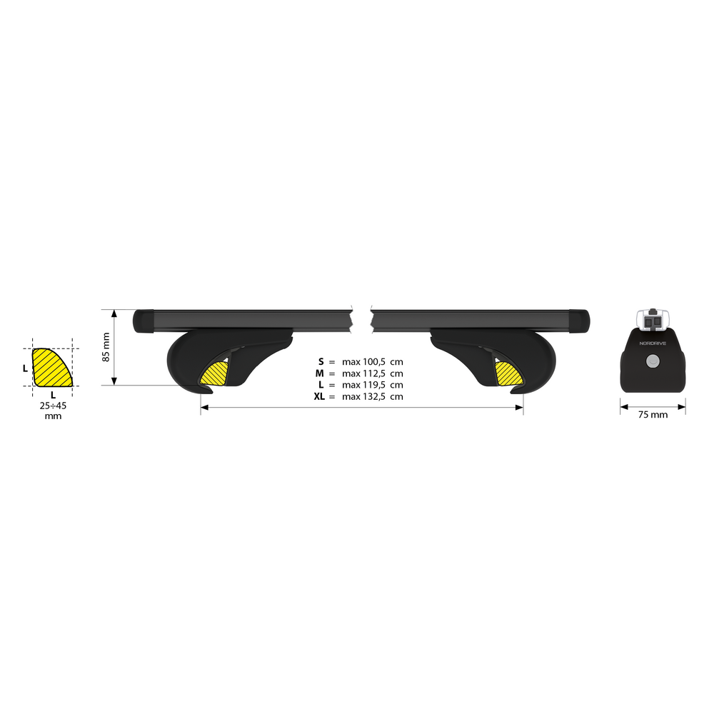 Εικόνα 5 από 6 — ΜΠΑΡΕΣ ΟΡΟΦΗΣ HELIO BLACK (L) 127 cm ΑΛΟΥΜΙΝΙΟΥ ΜΑΥΡΗ ΜΕ ΚΛΕΙΔΑΡΙΕΣ (STANDARD RAILING) NORDRIVE – 2 TEM.