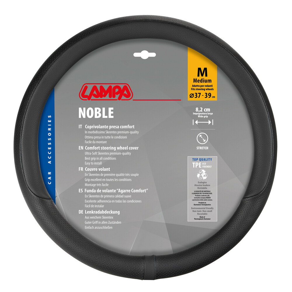 Εικόνα 1 από 3 — Lampa – Κάλυμμα Τιμονιού NOBLE (M) 37/39cm Μαύρο άοσμο διάτρητο αντιολισθητικό μαλακό Skeentex (πάχος 8,2cm) – 1 τεμ. (L3289.9)