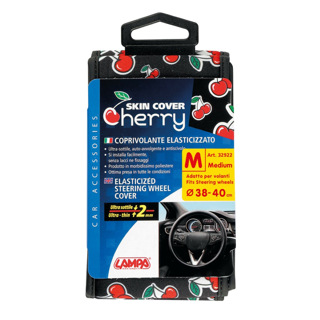 Εικόνα 3 από 3 — ΚΑΛΥΜΜΑ ΤΙΜΟΝΙΟΥ SKIN-COVER CHERRY-CILIEGE(ΚΕΡΑΣΙΑ) 38/40cm(M) ΜΑΥΡΟ ΕΛΑΣΤΙΚΟ ΠΟΛΥΕΣΤΕΡΙΚΟ 2mm ΠΑΧΟΣ