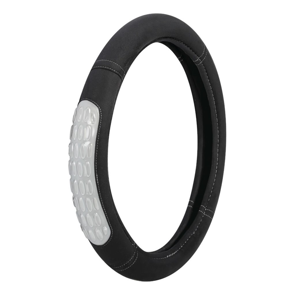 Εικόνα 1 από 2 — ΚΑΛΥΜΜΑ ΤΙΜΟΝΙΟΥ GEL GRIP (S) 35/37cm ΜΙΚΡΟΙΝΕΣ/ΤΖΕΛ ΜΑΥΡΟ/ΓΚΡΙ ΑΟΣΜΟ ECO-FRIENDLY
