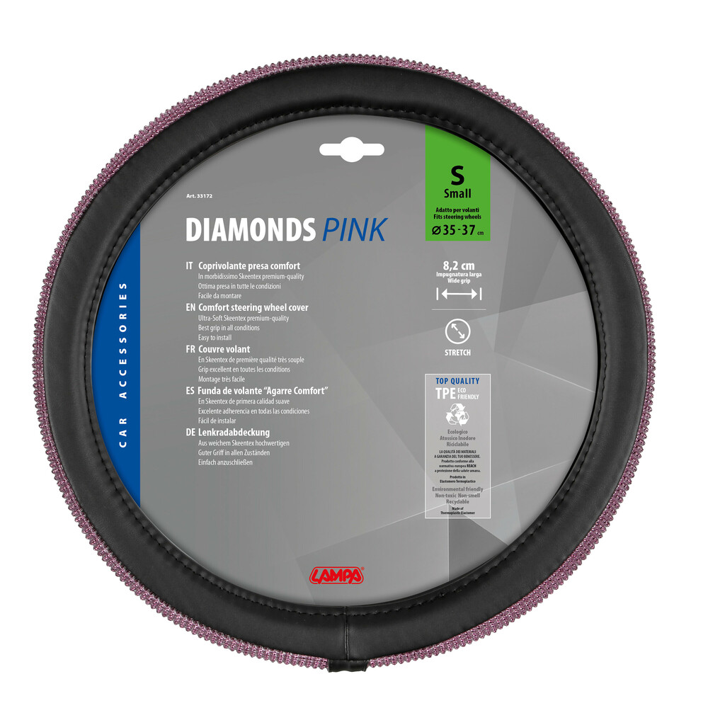 Εικόνα 5 από 5 — ΚΑΛΥΜΜΑ ΤΙΜΟΝΙΟΥ DIAMONDS PINK (S) 35/37cm ΣΥΝΘΕΤΙΚΟ ΔΕΡΜΑ SKEENTEX ΜΑΥΡΟ/POZ LAMPA  – 1 ΤΕΜ.
