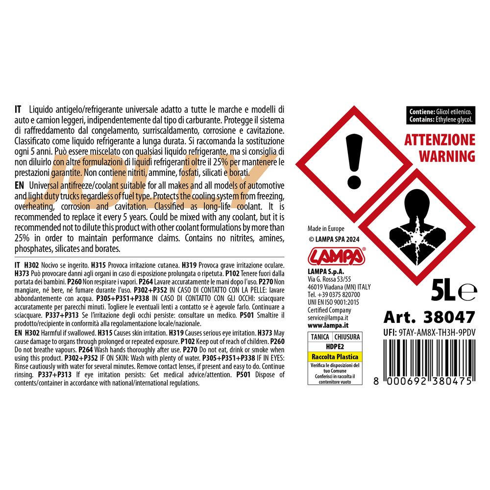 Εικόνα 2 από 2 — ΑΝΤΙΨΥΚΤΙΚΟ/ΠΑΡΑΦΛΟΥ PREMIUM SERIES JOLLY UNIVERSAL G11/G12EVO/G12+/G12++/G13  -40°C>+110°C 5L- 1 ΤΕΜ.