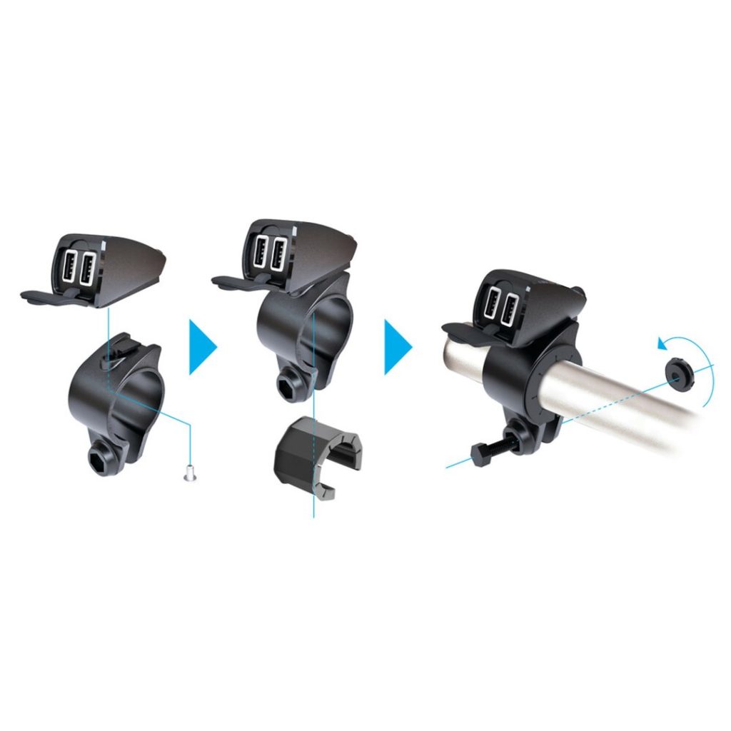 Εικόνα 7 από 8 — ΦΟΡΤΙΣΤΗΣ USB ΔΙΠΛΟΣ TREK 12/24V 5400mA ΜΕ ΒΑΣΗ ΣΤΗΡΙΞΗΣ ΤΙΜΟΝΙΟΥ 21-32mm ΚΑΙ ΚΑΛΩΔΙΟ 150cm ΑΔΙΑΒΡΟΧΟΣ
