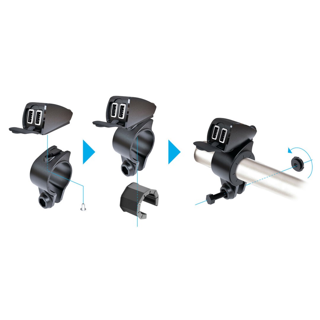Εικόνα 7 από 8 — ΦΟΡΤΙΣΤΗΣ USB ΔΙΠΛΟΣ TREK 12/24V 5400mA ΜΕ ΒΑΣΗ ΣΤΗΡΙΞΗΣ ΤΙΜΟΝΙΟΥ 21-32mm ΚΑΙ ΚΑΛΩΔΙΟ 150cm ΑΔΙΑΒΡΟΧΟΣ