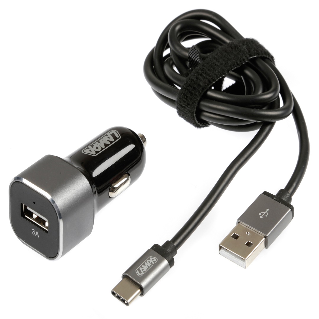 Εικόνα 1 από 2 — ΦΟΡΤΙΣΤΗΣ ΑΝΑΠΤΗΡΑ 12/24V ΜΕ 1 USB TYPE-C 3000mA ΜΕ ΚΑΛΩΔΙΟ 100cm FAST CHARGER SILVER LINE
