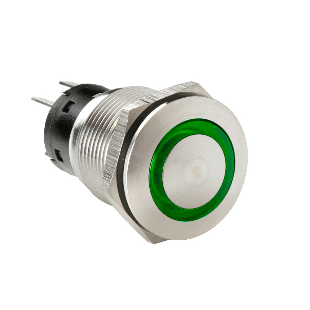 Εικόνα 1 από 6 — ΔΙΑΚΟΠΤΗΣ ΜΠΟΥΤΟΝ (BUTTON) 12/24V 5Amax 5PIN IP65 ON/OFF ME LED ΠΡΑΣΙΝΟ ΑΝΟΞΕΙΔΩΤΟ ΑΤΣΑΛΙ LAMPA – 1 TEM.