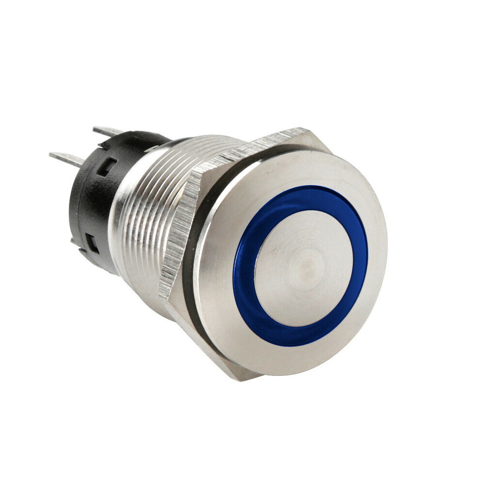 Εικόνα 1 από 6 — ΔΙΑΚΟΠΤΗΣ ΜΠΟΥΤΟΝ (BUTTON) 12/24V 5Amax 5PIN IP65 ON/OFF ME LED ΜΠΛΕ ΑΝΟΞΕΙΔΩΤΟ ΑΤΣΑΛΙ LAMPA – 1 TEM.