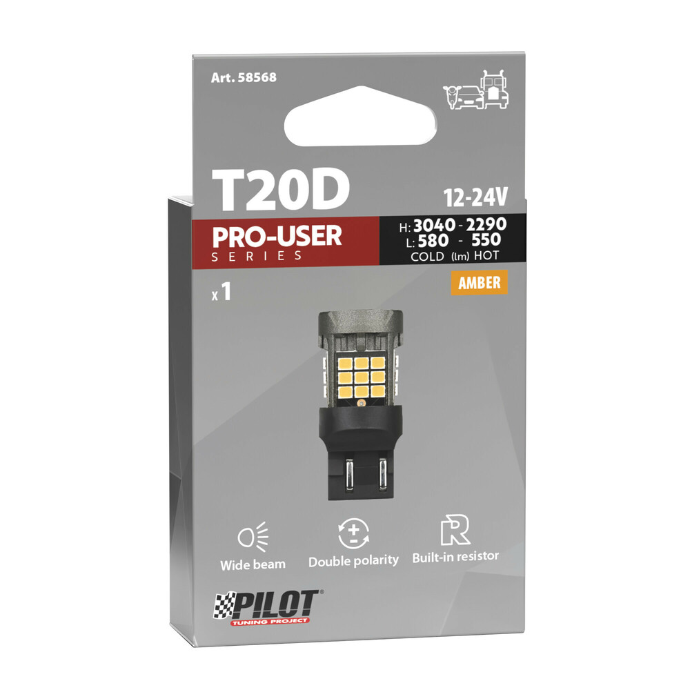 Εικόνα 3 από 3 — W21/5W (T20) 12/24V W3x16q 3040/580+2290/550lm ΜΕ ΠΟΡΤΟΚΑΛΙ ΦΩΣ LED CAN-BUS PRO-USER SERIES 1ΤΕΜ.