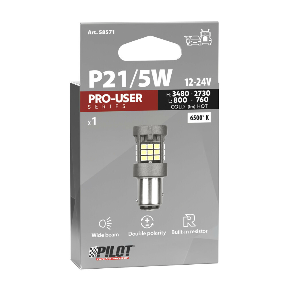 Εικόνα 3 από 3 — P21/5W 12/24V BAY15d 3480/800+2730/760lm 6.500K ΔΙΠΛΗΣ ΠΟΛΙΚΟΤΗΤΑΣ LED CAN-BUS PRO-USER SERIES 1ΤΕΜ.