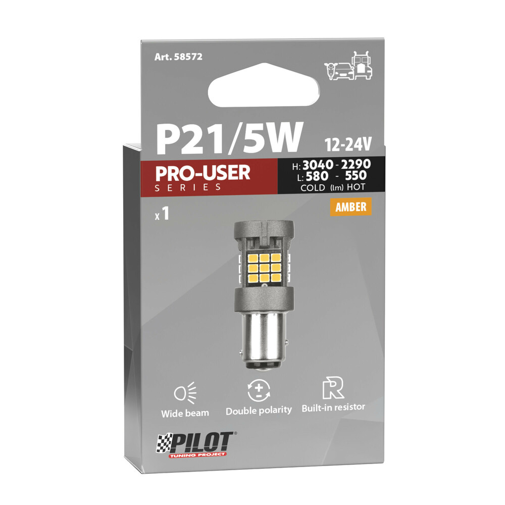 Εικόνα 3 από 3 — P21/5W 12/24V BAY15d 3040/580+2290/550lm ΜΕ ΠΟΡΤΟΚΑΛΙ ΦΩΣ LED CAN-BUS PRO-USER SERIES 1ΤΕΜ.