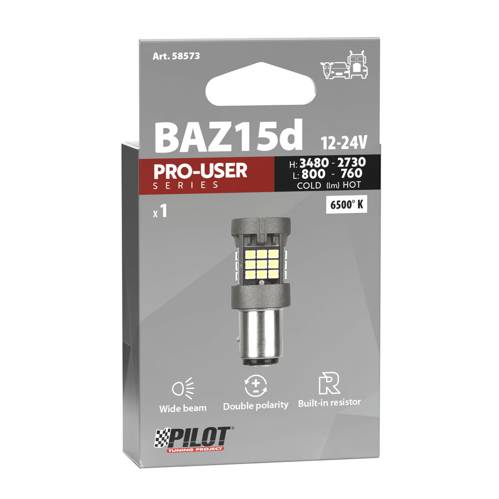 Εικόνα 3 από 3 — P21/4W 12/24V BAZ15d 3480/800+2730/760lm 6.500K ΔΙΠΛΗΣ ΠΟΛΙΚΟΤΗΤΑΣ LED CAN-BUS PRO-USER SERIES 1ΤΕΜ.