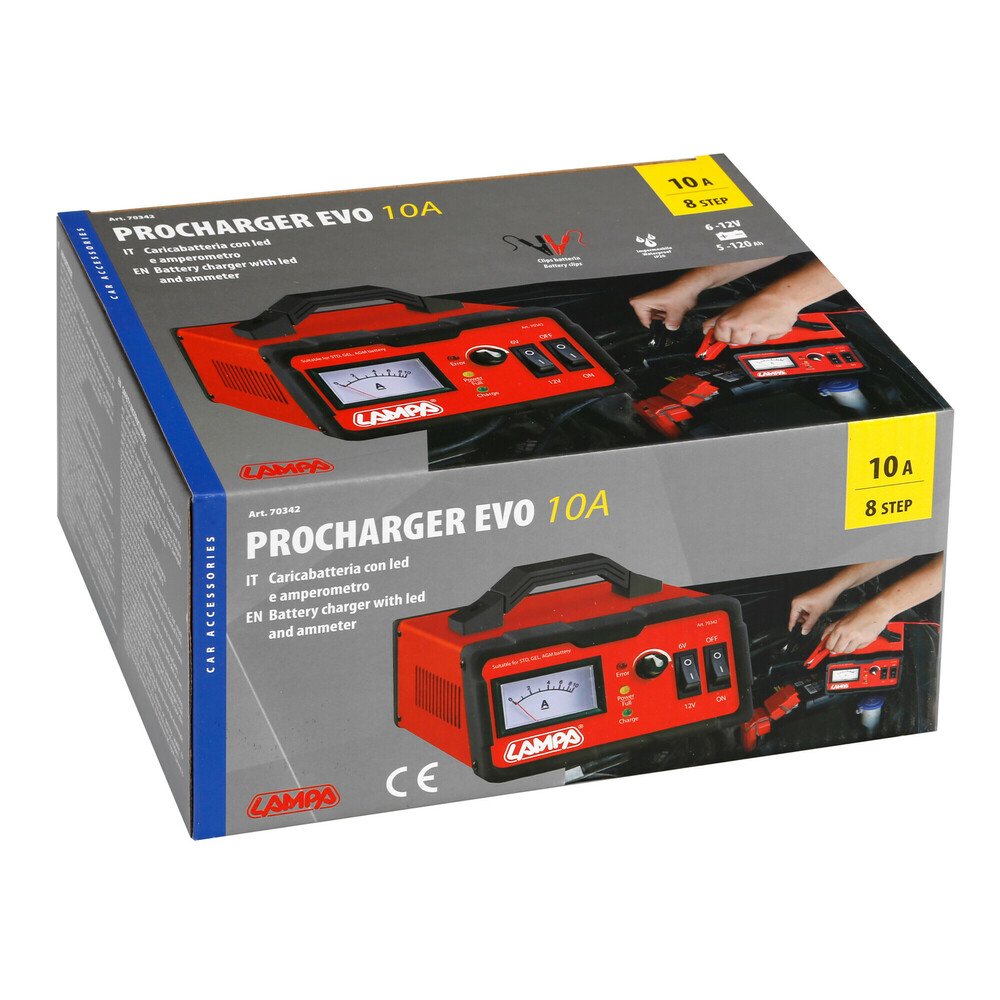 Εικόνα 6 από 6 — ΦΟΡΤΙΣΤΗΣ ΜΠΑΤΑΡΙΑΣ PROCHARGER EVO 8STEP 6/12V 0-10A 5>120Ah LED ΜΕ ΑΜΠΕΡΟΜΕΤΡΟ LAMPA – 1 ΤΕΜ.