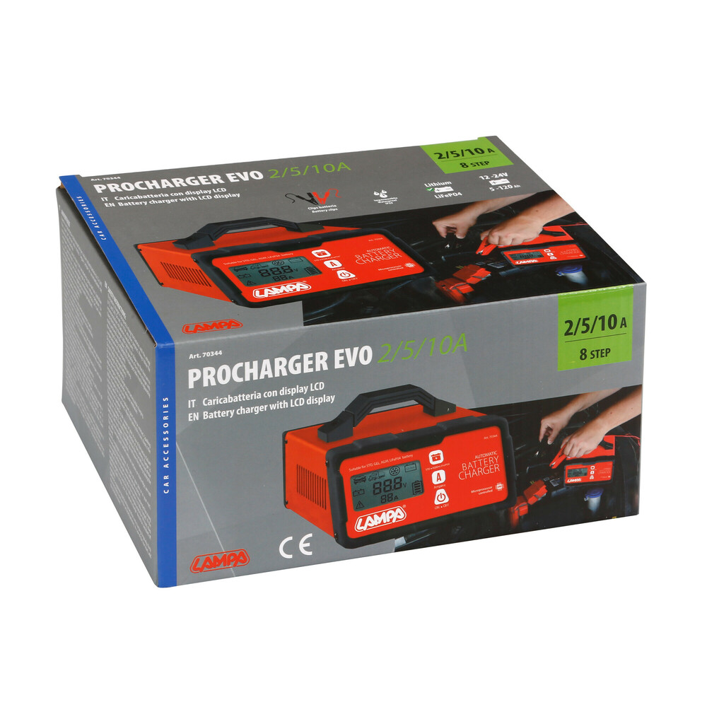 Εικόνα 5 από 5 — ΦΟΡΤΙΣΤΗΣ ΜΠΑΤΑΡΙΑΣ PROCHARGER EVO 8STEP 12/24V 2/5/10A 5>120Ah LCD  LAMPA – 1 ΤΕΜ.