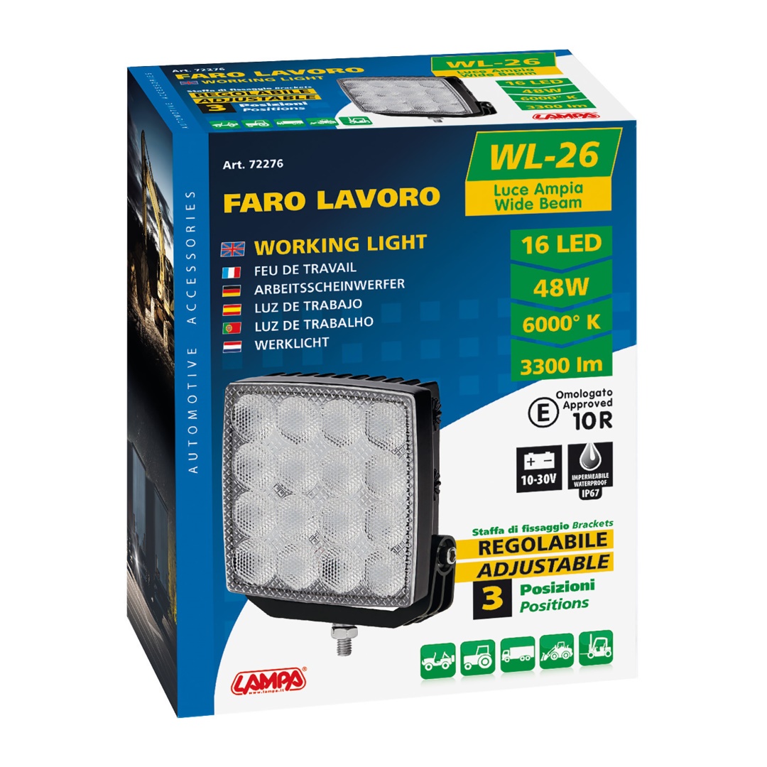 Εικόνα 4 από 4 — ΠΡΟΒΟΛΕΑΣ WL-26 16LED 48W 3300lm 10-30V 110x110x44 mm 3 ΘΕΣΕΩΝ ΜΕ ΦΩΣ ΔΙΑΘΛΑΣΗΣ -1ΤΕΜ.