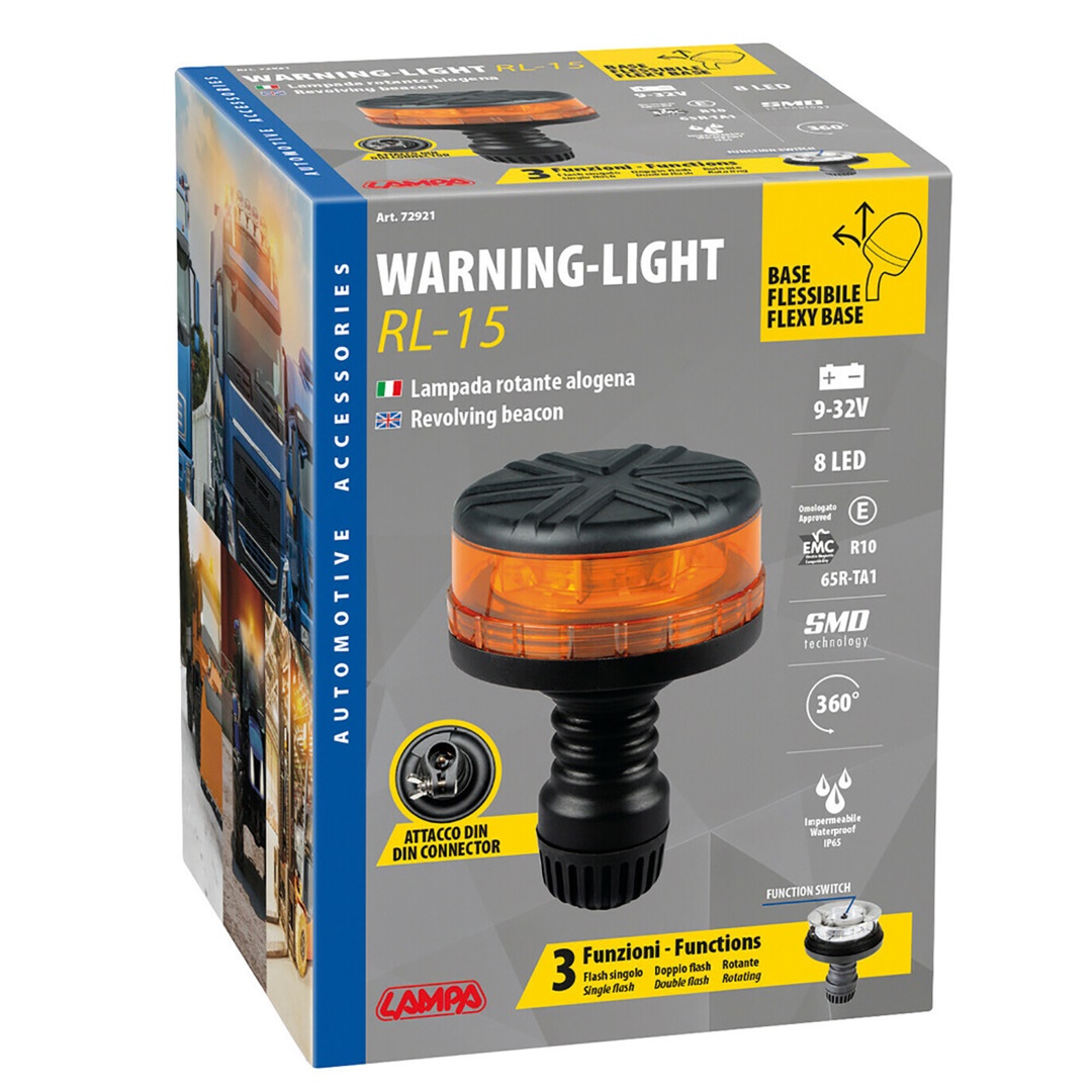 Εικόνα 6 από 6 — ΦΑΡΟΣ ΠΕΡΙΣΤΡΕΦΟΜΕΝΟΣ 8LED RL-15 9-32V 3 ΛΕΙΤΟΥΡΓΙΩΝ ΒΙΔΩΤΟΣ ΕΛΑΣΤΙΚΟΣ ΠΟΡΤΟΚΑΛΙ 145x105mm
