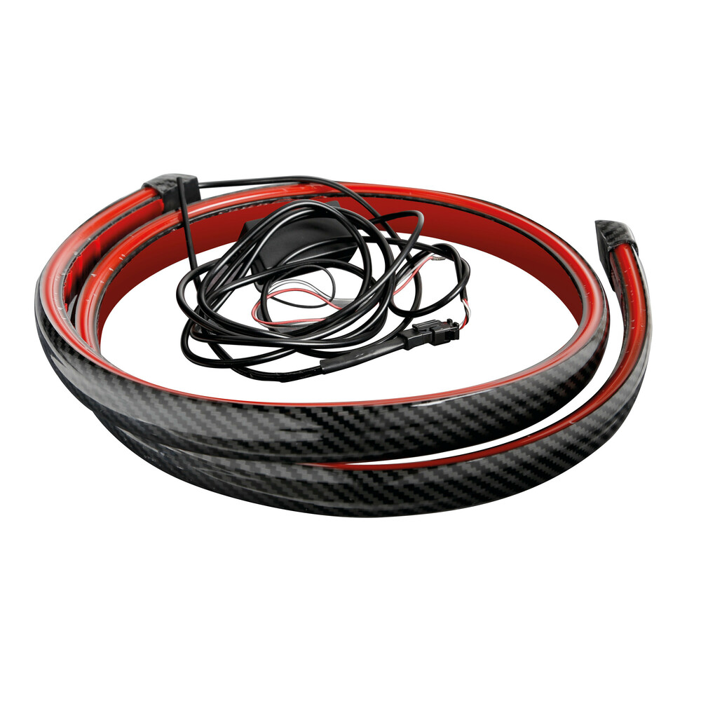 Εικόνα 1 από 6 — ΤΑΙΝΙΑ ΣΙΛΙΚΟΝΗΣ LED ΚΟΚΚΙΝΟ ΦΩΣ CARBON-LOOK ΠΟΡΤ ΜΠΑΓΚΑΖ  SPOILER LED LIGHT 12V IP67 25χ10mm 120cm LAMPA –  1 Τεμ.