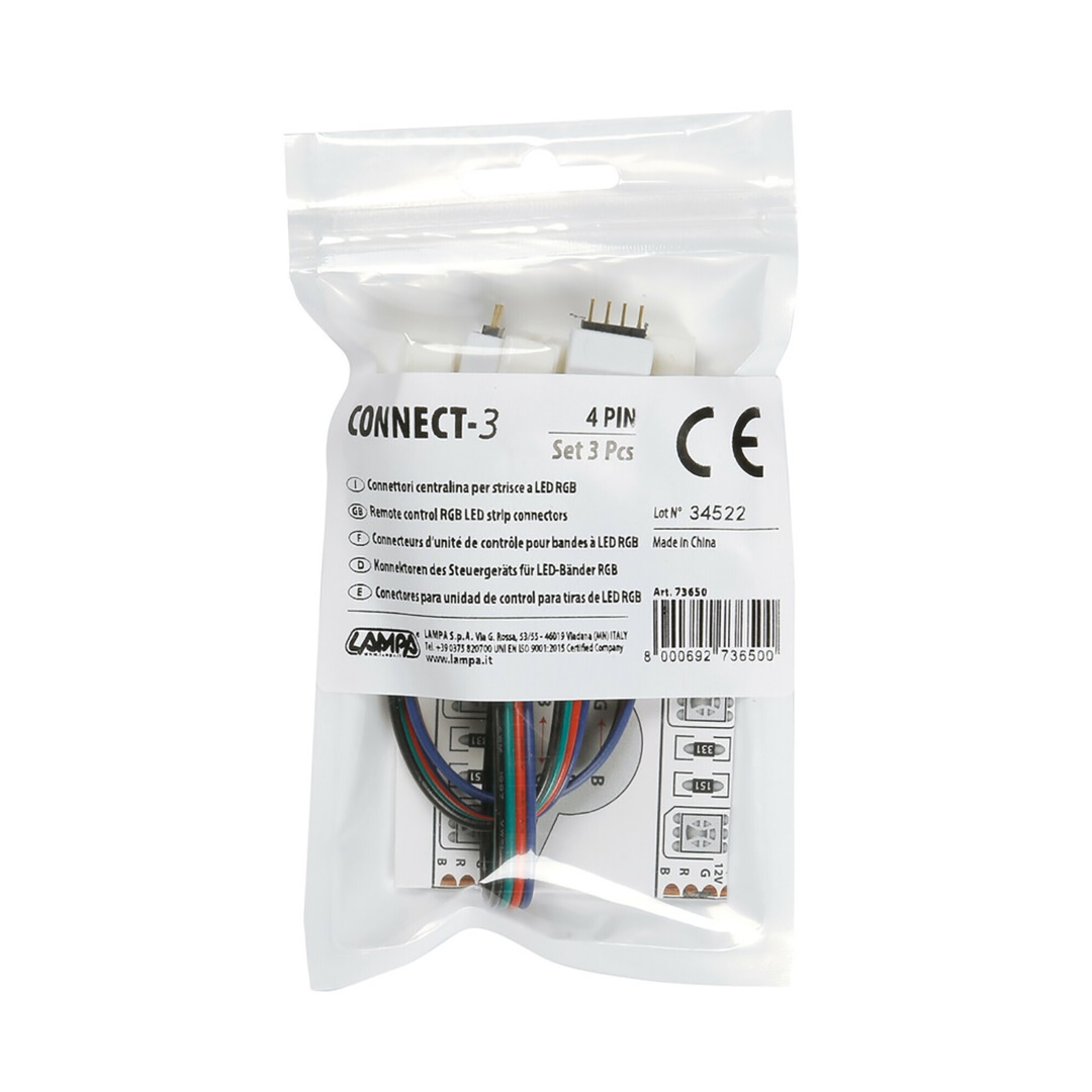 Εικόνα 5 από 5 — ΑΝΤΑΛΛΑΚΤΙΚΗ ΦΙΣΑ CONNECT-3 ΜΕ 4PIN 16 cm ΓΙΑ ΣΥΝΔΕΣΗ ΤΑΙΝΙΑΣ RGB LED ΜΕ ΤΗΛΕΧΕΙΡΙΣΤΗΡΙΟ 3 ΤΕΜ.