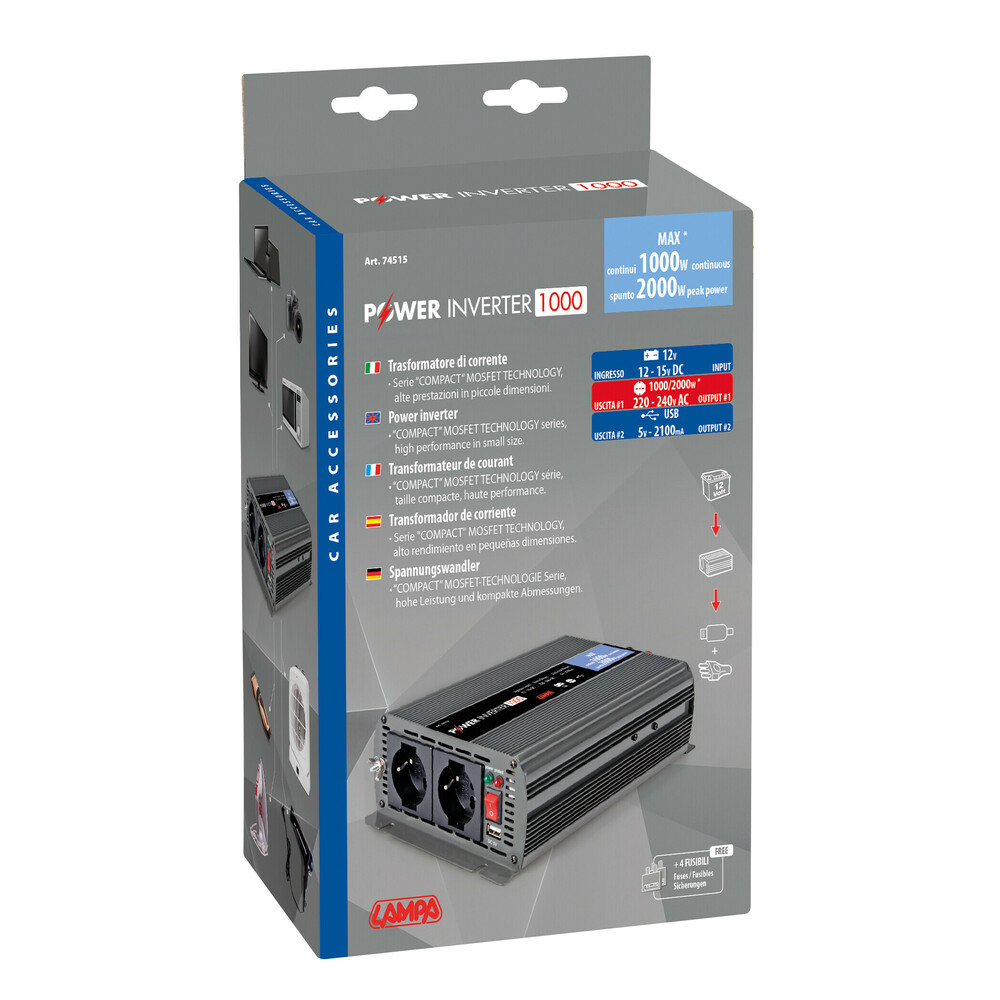 Εικόνα 6 από 6 — INVERTER 12>220-240V max1000W-peak2000W – 1 τεμ.