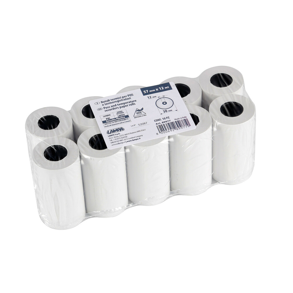 Εικόνα 1 από 1 — ΡΟΛΟ ΣΕΤ ΑΠΟΔΕΙΞΕΩΝ ΓΙΑ POS (57 mm X 12 m) – LAMPA – 10 ΤΕΜ.