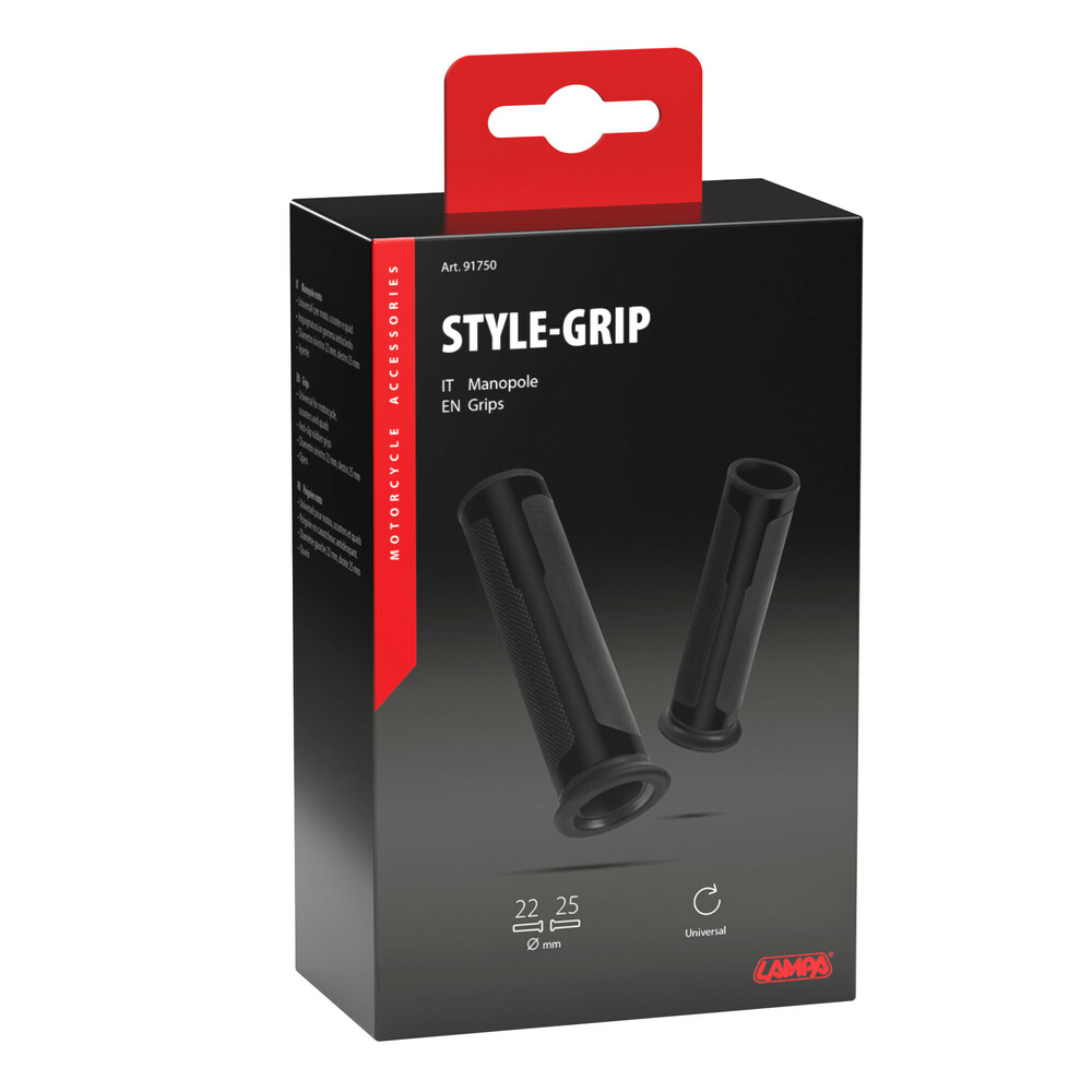 Εικόνα 3 από 3 — ΧΕΡΟΥΛΙΑ MOTO STYLE GRIP ΜΑΥΡΟ ΧΡΩΜΑ 22mm+25mm 12cm LAMPA – 2 τεμ.