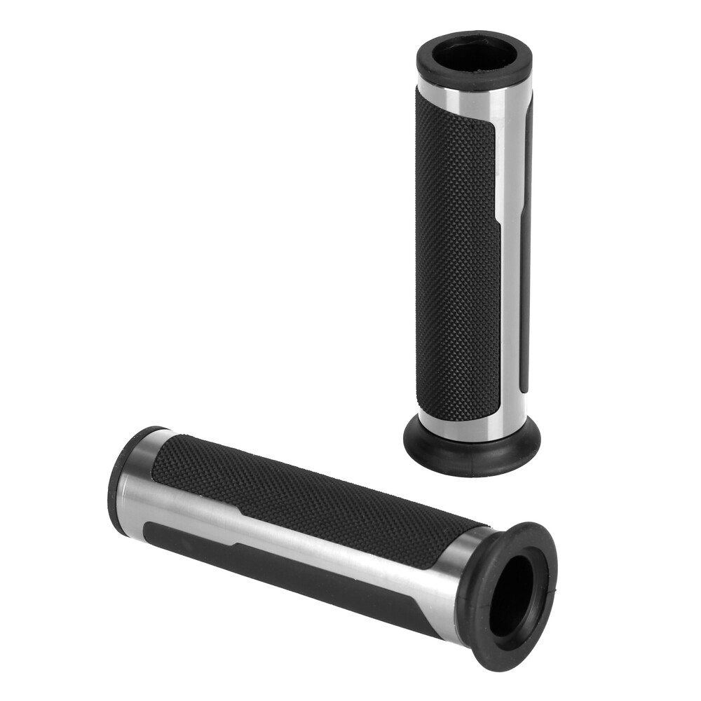 Εικόνα 1 από 2 — ΧΕΡΟΥΛΙΑ MOTO STYLE GRIP ΜΑΥΡΟ/ΑΣΗΜΙ ΧΡΩΜΑ 22mm+25mm 12cm LAMPA – 2 τεμ.